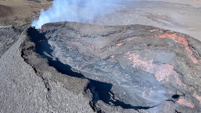 Cinder cone producing steam. 